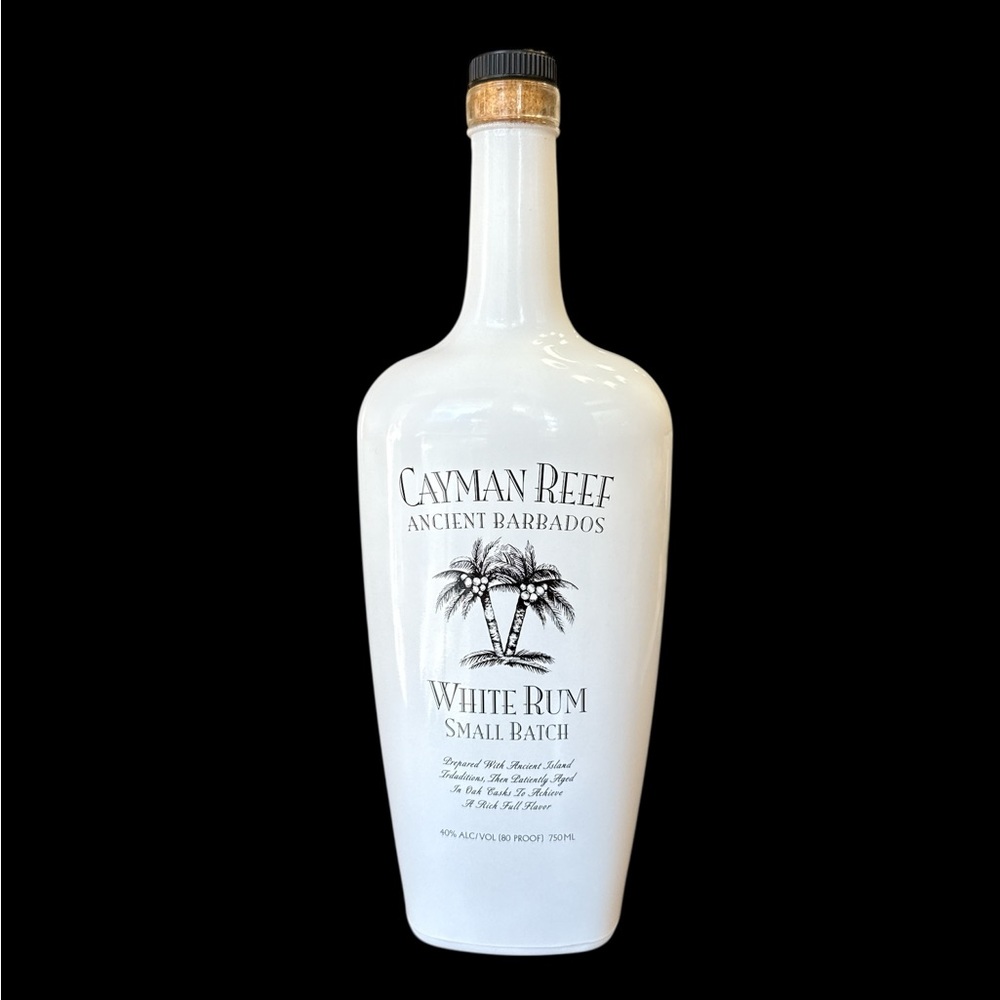 Cayman Reef White Rum Empty Bottle Ancient Barbados Ceramic White Bar Decor - Picture 3 of 5